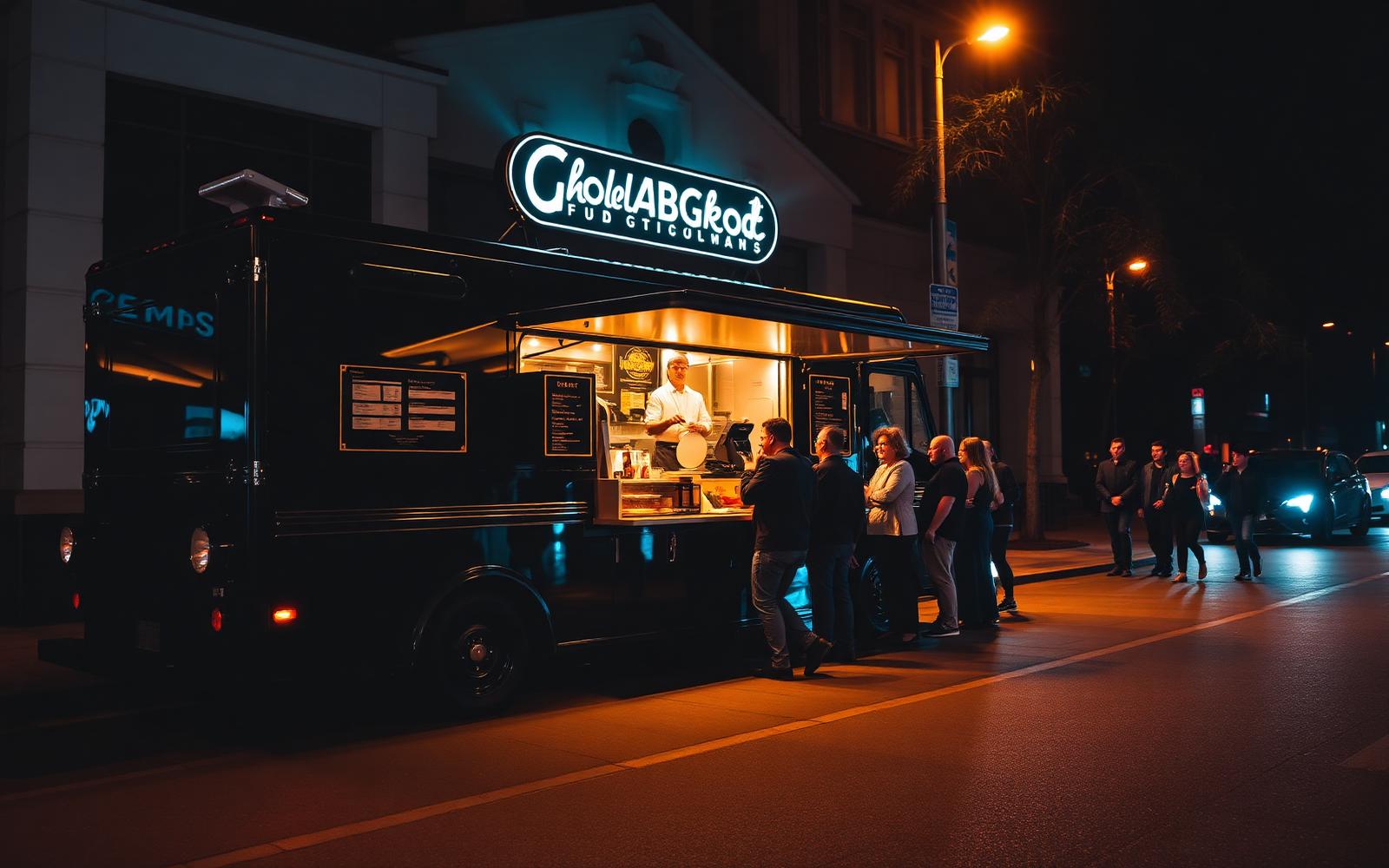 Slider Sam's food truck at night